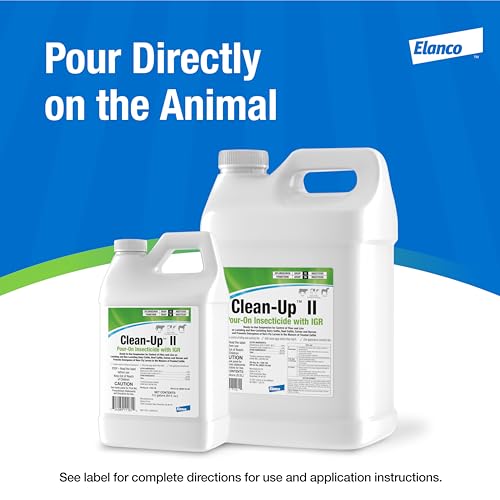 Clean-Up II Pour-On Insecticide with IGR | Controls Flies, Ticks & Lice | Pour-On Application | 0.5 Gal