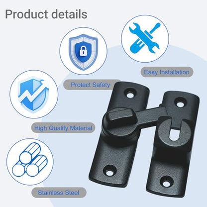 Upgraded Sliding Barn Door Lock - 90/180 Degree Flip Door Latch | Safety Protection Sliding Gate Latches, flip latch lock for Barns, Gardens, Bathrooms, Cabinets, Windows & Sliding Door