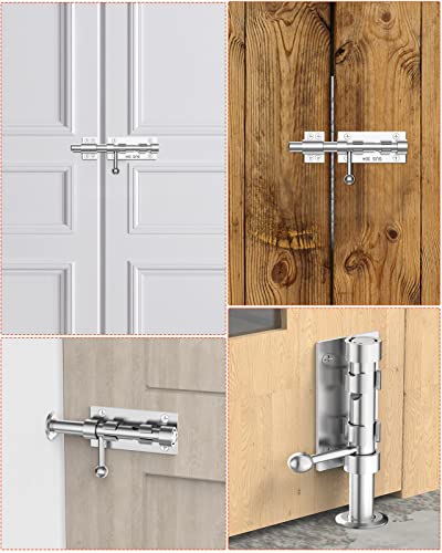 Heavy Duty Slide Bolt Gate Latch Hardware, 6.3 Inch, Silver - color: Silver - 1 Pack