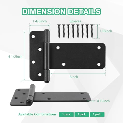 6 inch Gate Hinges,280 Lbs Capacity, 4 Pack Matte Black Heavy Duty Hinges - size: 6“-6 pcs-Matte Black