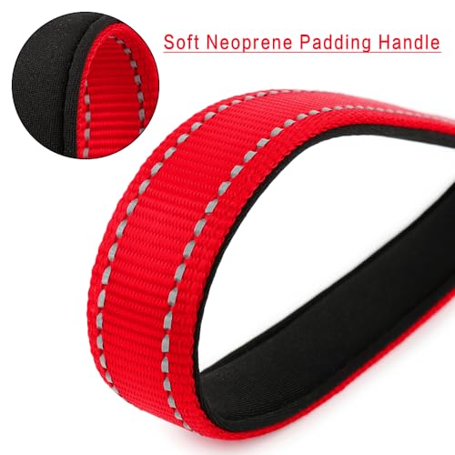 PLUTUS PET 10” Short Dog Leash, Reflective Nylon Padded Handle, Strong Traffic Leash with Carabiner Clip, Perfect for Large or Medium Dogs（10”，Red | Reflective, Heavy Duty Strong Nylon, Traffic Leash with Carabiner Clip for Training Walking (10", Red) - c