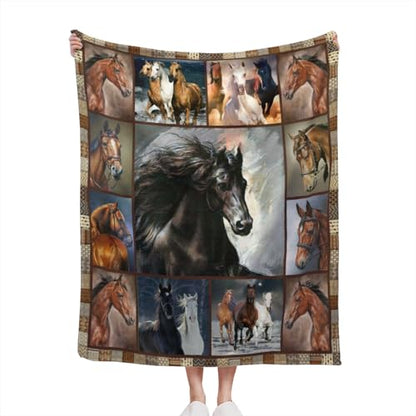 Air Conditioner Lightweight Horses Blanket Flannel Fleece Blanket Ultra Soft Throw Blanket for Couch Living Room Bed (60''x50'', Horses) - size: 60''x50''