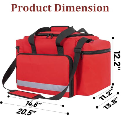 Professional Empty EMT First Responder Bag,20.5" x 13.8" x 12.2" Extra Large Trauma First Aid Carrying Bag for Paramedics and Emergency Supplies Kit,Medical for Business,Home,Outdoor