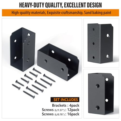 Deck Railing Connectors for 2"x4" (Actual 1.5"x3.5") Railing Wood Post (Parallel, 4pcs) - size: Parallel