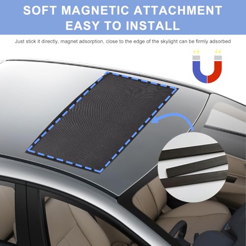 Car Window Shade, 25.6"×39.4" Breathable Mesh Magnetic Auto Sunroof Sunshade, Car Window Screen for Sun, Glare and UV Rays Protection, Vehicle Sun Shades for Baby and Kids - color: 25.6"×39.4"Sunroof
