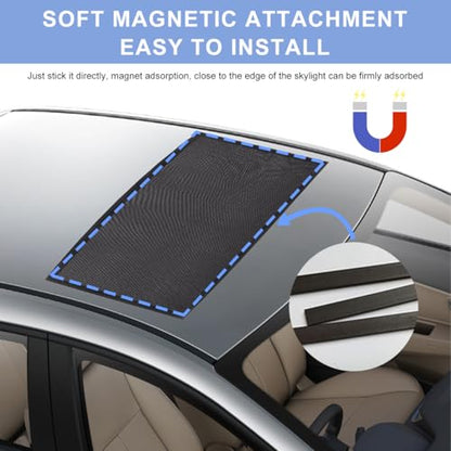 Car Window Shade, 25.6"×39.4" Breathable Mesh Magnetic Auto Sunroof Sunshade, Car Window Screen for Sun, Glare and UV Rays Protection, Vehicle Sun Shades for Baby and Kids - color: 25.6"×39.4"Sunroof
