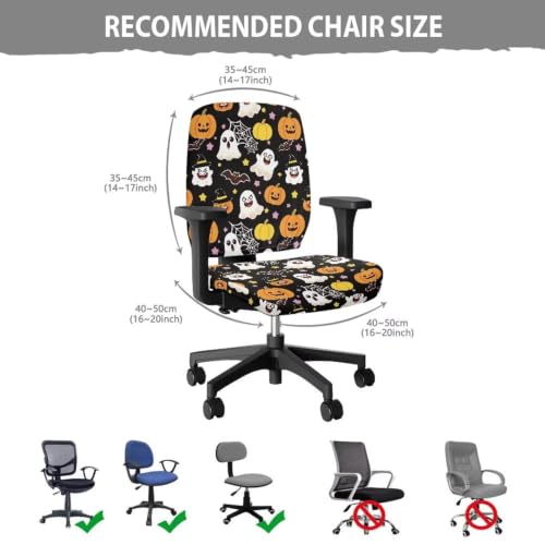 Halloween Bats Ghosts Computer Chair Cover 2 Piece - color: Halloween Bats Ghosts