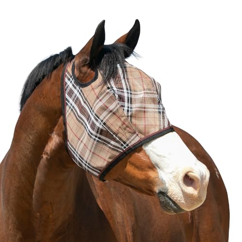 Kensington Protective Products Horse Fly MASK with Web Trim, Deluxe Black, Medium | Protects face and eyes from insects and UV rays with full visibility, dual ear openings and forelock freedom - size: M (Small Horse)