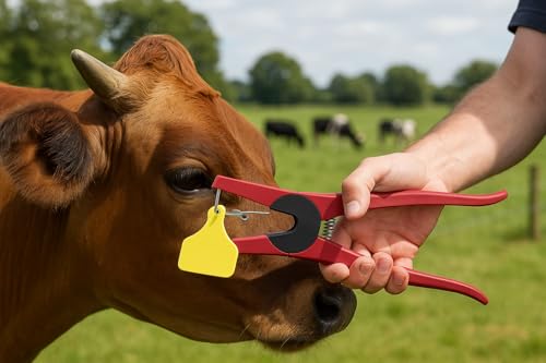 Livestock Ear Tag Applicator Tool Heavy Duty Metal Tagging Pliers for Cattle, Goats, Sheep, and Farm Animal Identification