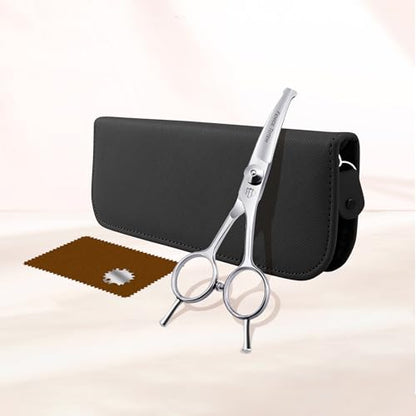 Dog Grooming Scissors: 4.75" Pet Curved Shears Made of Advanced JP440C Stainless Steel Alloy for Trimming Dogs Cats and Other Pets Face and Paws - style: Curved