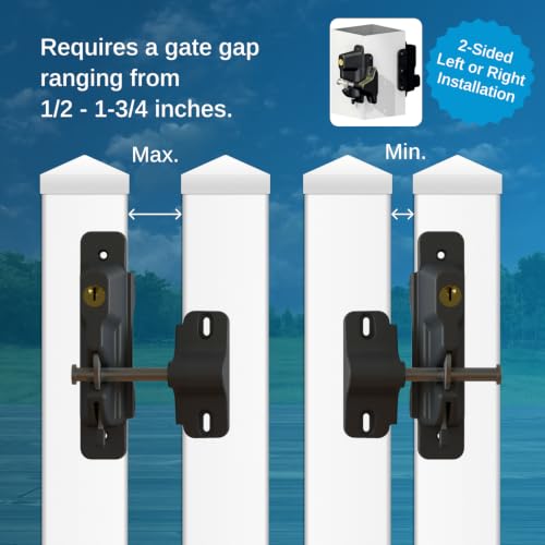 Weatherables Keystone 2-Sided Key-Lockable Gate Latch – Nylon Polymer Heavy Duty Gate Latch with Self-Latching Gate Lock – Made for Easy Installation on Metal, Wood & Vinyl Fences, Keyed Alike - style: 2-Sided Polymer