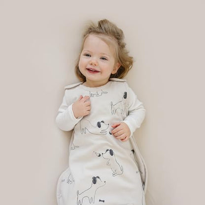 Woolino Merino Wool & Organic Cotton Baby Sleep Sack 2-24 Months – Ultimate 4-Season Baby Sleeping Bag, Universal Size Wearable Blanket, 2-Way Zipper & Adjustable Fit, Year-Round Use – Puppy - color: Puppy