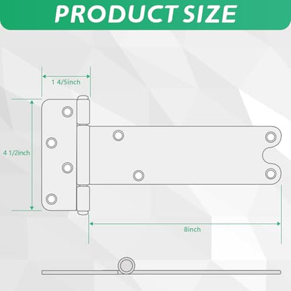 8 in T-Strap Shed Door Hinges,4 Pack Heavy Duty Tee Hinge, 300 Lbs Capacity - color: Silver, size: 8 in -4 pcs