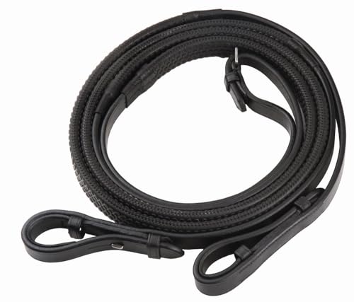Henri de Rivel Pro Extra Long Flat Laced Reins - color: Black, size: Horse