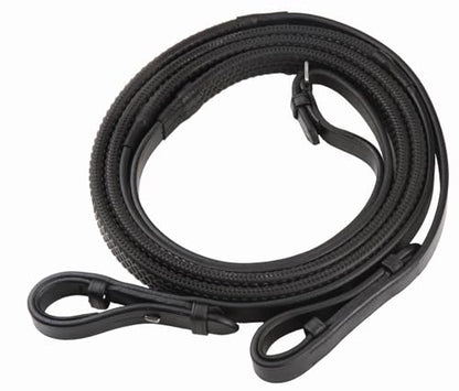 Henri de Rivel Pro Extra Long Flat Laced Reins - color: Black, size: Horse