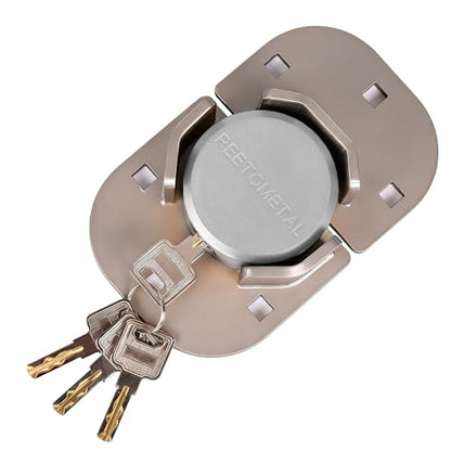 Puck Lock with Hasp | for RVs, Trucks, Trailers, Vans, Heavy Duty Security Lock - color: Silver