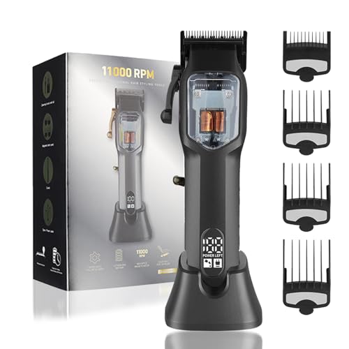 Professional Cordless Hair Clipper, 11000 RPM Magnetic Levitation Motor, Zero-Gap Blades, 180 Min Runtime, Type-C Charging, Heavy-Duty All-Metal Body, Home & Barbershop Use.