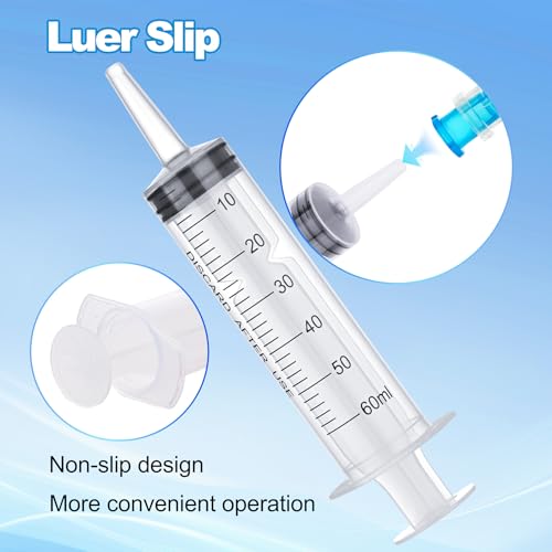 60ml Disposable Luer Slip Syringes Without Needles, 10-Pack - style: 60ml