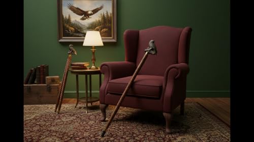 Handmade Solid Brass Head Handle Vintage Style Antique Wooden Walking Stick Cane Gift (3 Fold Wooden Walking Cane) - style: Bald eagle walking stick