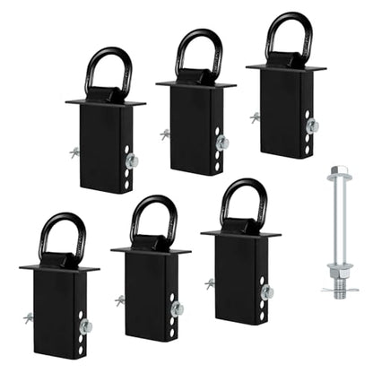 6Pack Trailer Stake Pocket D Rings Tie Downs Heavy Duty 18200lbs D-Ring Anchor 1/2 inch, Car Trailer Accessories Black - size: 6-2x4