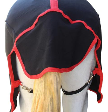 84" Horse Sheet Polar Soft Fleece Cooler Exercise Blanket Liner Contoured 4385N - color: Black / Red-White Trim, size: 84 inches