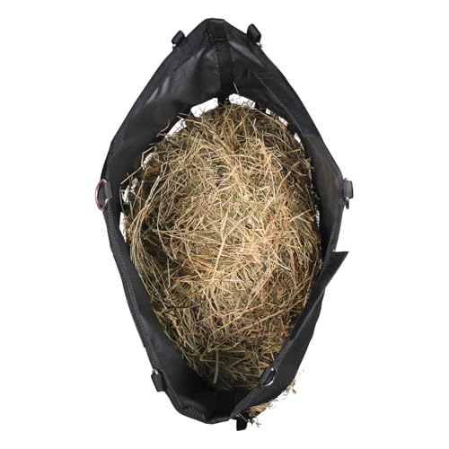 Dura-Tech Easy Load XX-Large 2" Slow Feed Hay Bag for Horses | 5+ Flake Capacity | Ultra-Durable 1200D Polyester | Color Black - color: Black