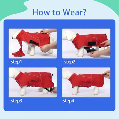 MIGOHI Dog Winter Jacket,Dog Coat Waterproof,4XL Winter Snow Coat with Fleece Lining for Large Dogs Boys Girls,Snowproof Pet Jacket,Great Dane,Mastiff,Red - color: Red, size: XXXX-Large