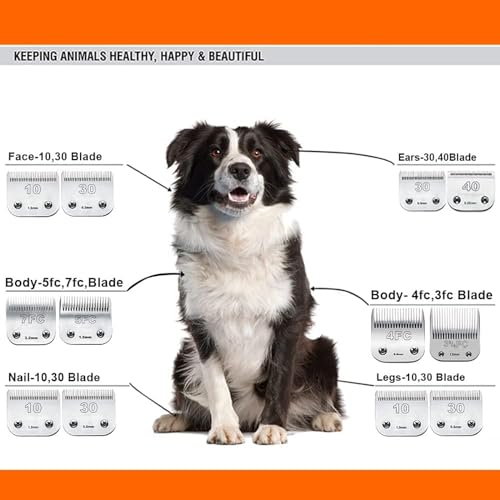 5PACK Dog Grooming Clipper Replacement Blades Compatible with Andis Clipper - color: #10+5fc+7fc+3fc+4fc