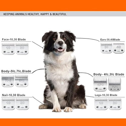 5PACK Dog Grooming Clipper Replacement Blades Compatible with Andis Clipper | For Oster A5/Wahl KM Series Dog Clipper with Ceramic Blade & Stainless Steel Blade (#10+5FC+7FC+3FC+4FC) - color: #10+5fc+7fc+3fc+4fc
