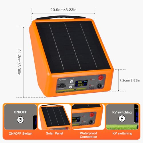 20 Miles 2J Solar Powered Electric Fence, 6-12KV Adjustable Output