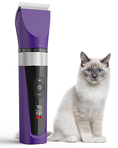 oneisall Cat Clippers for Matted Hair, 5-Speed Quiet Cat Grooming kit - color: Purple