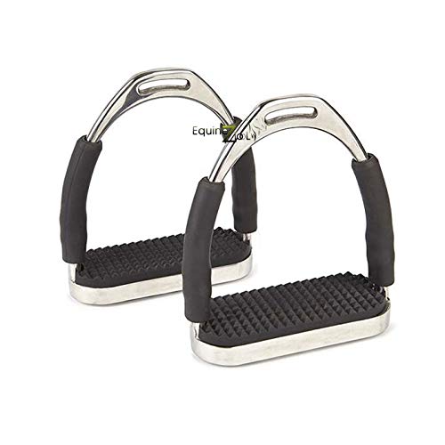 Flex Stainless English Saddle Stirrups Iron Pads Knee Ankle Stress Pain Relief - size: 5 Inch