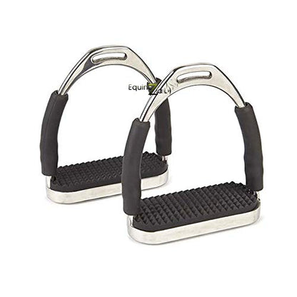 Flex Stainless English Saddle Stirrups Iron Pads Knee Ankle Stress Pain Relief - size: 5 Inch