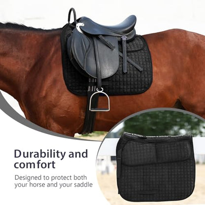 Harrison Howard Diamond Quilted Dressage Saddle Pad Adjustable with 4 Pockets and Foam Inserts with Differentiated Thickness Horse Riding Pad with Added Cushioning and Comfort