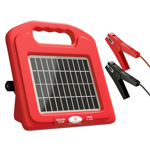 Solar Electric Fence Charger 5 Mile - Solar Powered Energizer for Livestock - Low Impedance Solar Fencer Battery Powered
