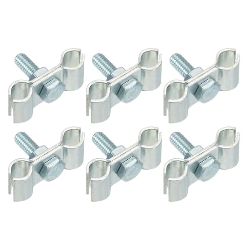 HARFINGTON 6pcs Chain Link Fence Panel Clamps 5/16" Galvanized Dog Kennel Clamps Fence Connector Temporary Dog Cage Hardware Parts with Bolts and Nuts for Round Pipe Panel Frame Cage - size: 5/16"
