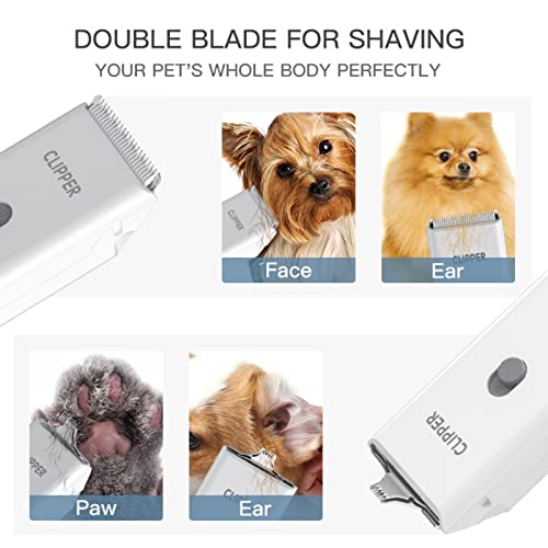 Dog Cat Home Hair Waterproof Clipper Portable Pet Shaver - color: White+narrow Blade