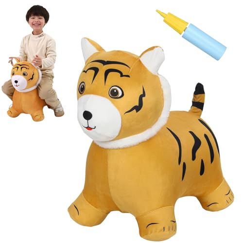 INPANY Bouncy Horse, Tiger Hopper Toys with Ultra Thick Plush, Kid Gift Toy - color: Orange Tiger