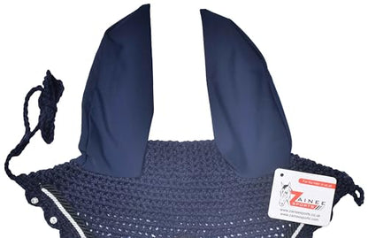 Navy Glitter Saddle Pad Set Matching Ear Bonnet | Equestrian Show Gear | Horse Riding Matchy Set | Dressage or Jumping/Hunter - size: Horse/Full