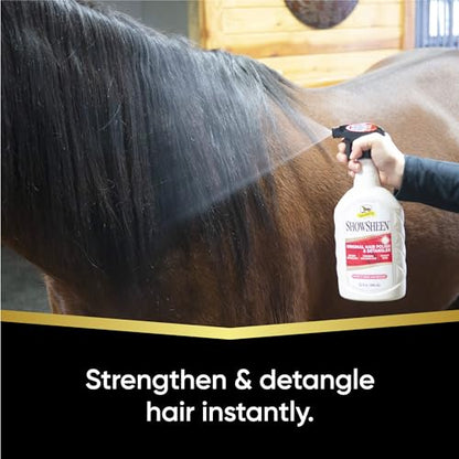 Absorbine ShowSheen Hair Polish & Detangler, 32 fl oz Quart Spray Bottle | Mane & Tail, Pro-Vitamins, Silk Proteins, Lustrous Shine, Reduces Hair Breakage, Promotes Longer Healthy Hair, Horses & Dogs - size: 32 fl oz Spray Bottle