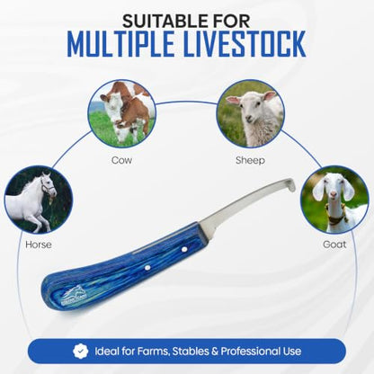 Equine Care Left-Handed Narrow Farrier Hoof Knife, Horses, Ponies, Minis - style: Left-Handed