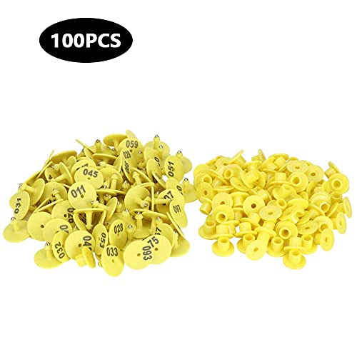 100pcs Livestock Ear Tags Numbered 001-100 TPU Animal Identification Tags