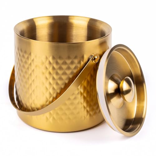 3L gold insulated ice buckets for parties with lid and scoop - color: Gold