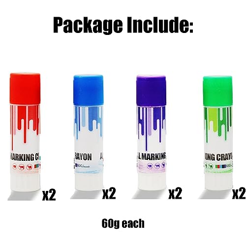 Livestock Identification Marking Crayon, 8PCS High Visibility, Non-toxic Livestock Marking Crayon with Cover for Marking Wet or Dry Animal Fur and Skin, for Cattle sorting, grading, inoculation (8)