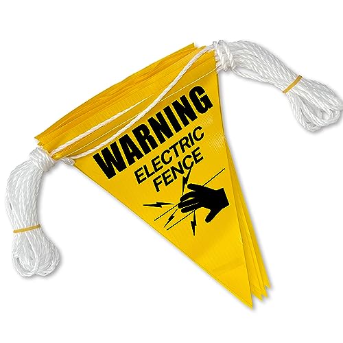 [7''x10''x36ft] Warning Electric Fence Safe Sign - Greater Coverage and High Visibility - OSHA 500Lb Rated - style: Yellow Warning Electric