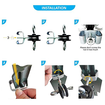Q'mark Farm Electric Fence T-Post Gate Handle Anchors Double Hook T-Post 2-Rings T-Post Insulators (5), Black