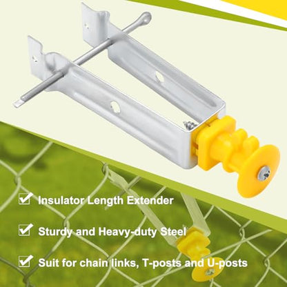 Tondiamo Chain Link Insulator Electric Fence Stainless Steel Insulator T Post Extender Wire Holders for Chain Link and Studded T & U-Posts Tubing(Yellow,25 Pcs) - color: Yellow
