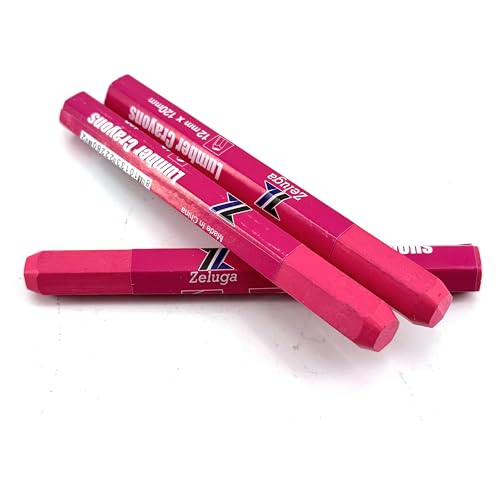 Zeluga 4.7in. x 0.47in. Hex Shape Industrial Lumber Marking Crayons for Clear and Permanent Markings, Pink 12 Pack - color: Pink, size: 1 Count (Pack of 12)