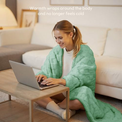 Templewet Heated Blanket Throw 50" x 60",Soft Electric Blanket,Green | Timer Settings,Auto Off,Sherpa Heated Throw Blanket,Machine Washable,Fast Heating for Sofa Bed Office Use,Gifts for Women - color: Sage Green