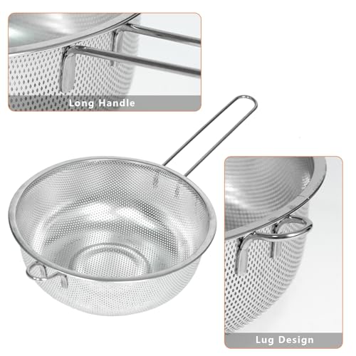 Metal Fine Mesh Strainer and Colander for Kitchen with Handle, Stainless Steel Pasta Strainer/Kitchen Funnel/Collander/Sifter for Strain/Wash Vegetables, Fruits, Spaghetti, Rice (10.2＂) - size: 10.2＂
